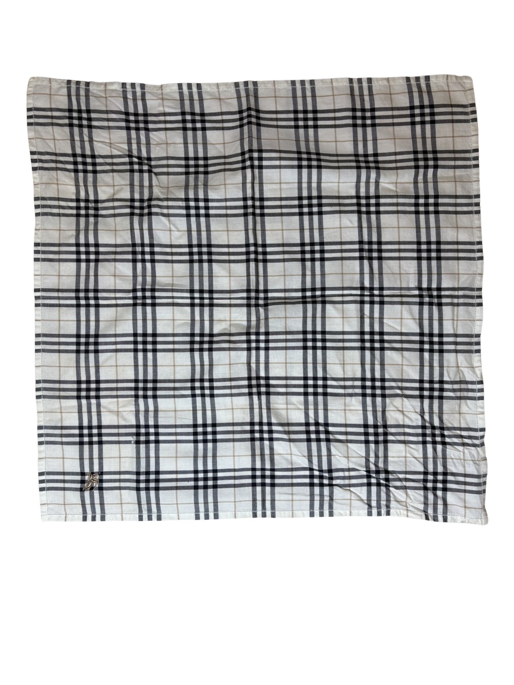 Burberry Black and White Plaid Silk Scarf